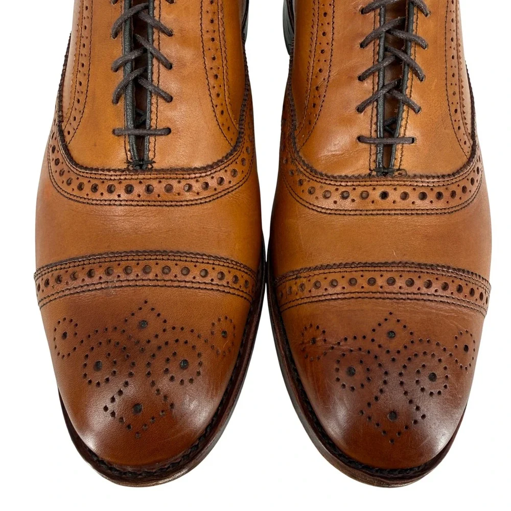 Allen Edmonds Strand Size 11 3E Wide Brown Leather Brogue Oxford Matching Belt
